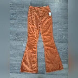 We The Free High-Rise Jayde Cord Orange Wide-Leg Flare Jeans